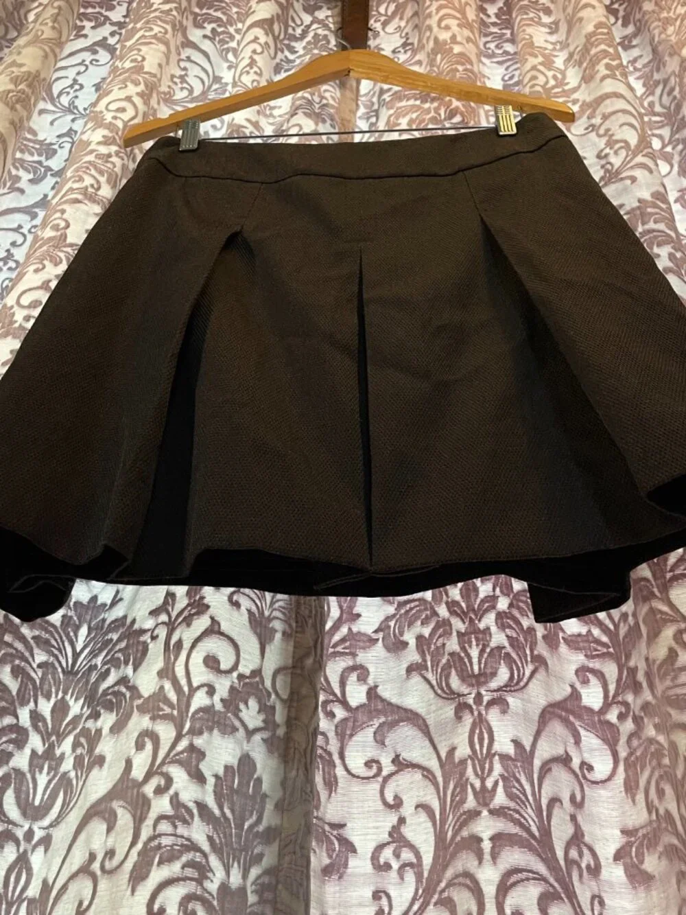 Women's Etcetera Size 8 Brown Side Zip Pleated Fully Lined Mini Skirt